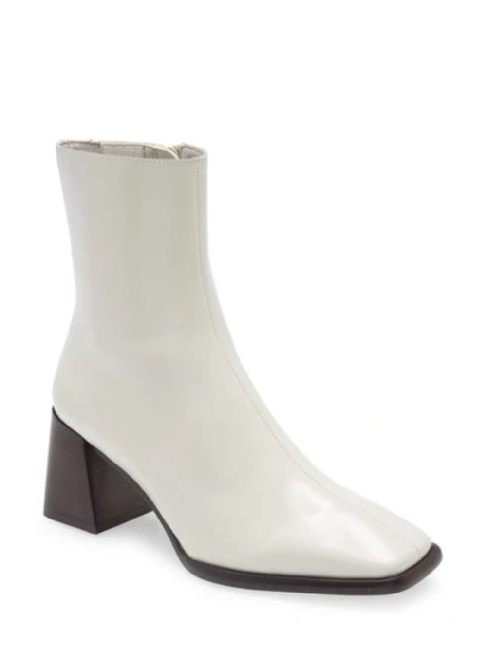 JEFFREY CAMPBELL Geist Square Toe Leather Boot In Ice Cream Ivory 8.5